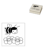 Happy Bee en Flowers Rubberstempel (Gestempeld)