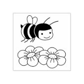 Happy Bee en Flowers Rubberstempel (Afrduk)