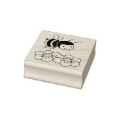 Happy Bee en Flowers Rubberstempel (Stempel)