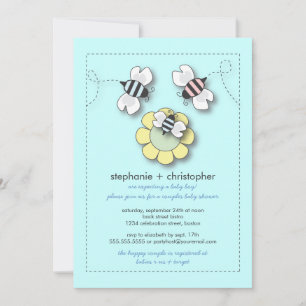 Happy Bee Family Couples Baby shower for Boy Kaart