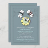 Happy Bee Family Couples Baby shower Uitnodiging (Voorkant / Achterkant)
