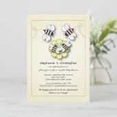 Happy bee Family Couples Twins Baby shower Kaart (Staand voorkant)