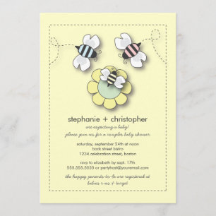 Happy bee Family koppels neutraal Baby shower Kaart