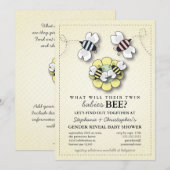 Happy bee Family Twins Gender onthullen Baby showe Kaart (Voorkant / Achterkant)