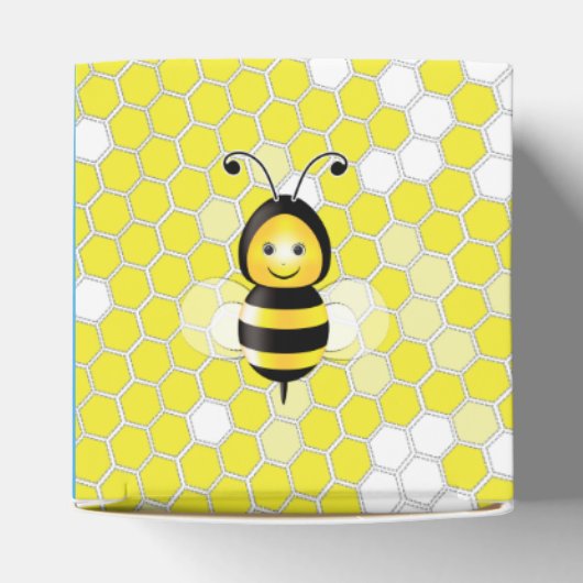 Happy bee First Birthday Favor Boxes 2x2 Bedankdoosjes (Bovenkant)