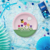 Happy Bee Flower Garden - Aangepast Papieren Bordje (Feest)