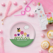 Happy Bee Flower Garden - Aangepast Papieren Bordje (Feest)