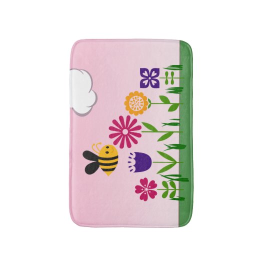 Happy Bee Flower Garden Badmat (Voorkant Verticaal)