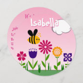 Happy Bee Flower Garden BIRTHDAY Kaart (Voorkant / Achterkant)