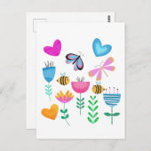 Happy Bee Garden Briefkaart (Voorkant / Achterkant)