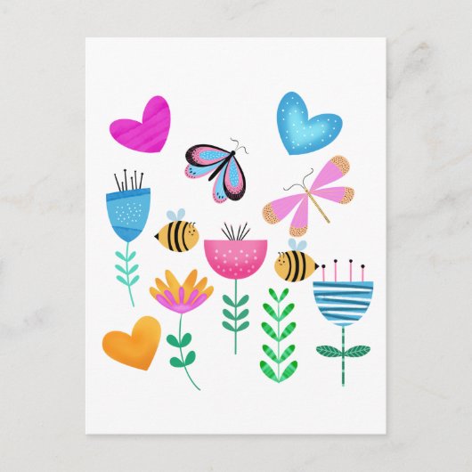 Happy Bee Garden Briefkaart (Voorkant)
