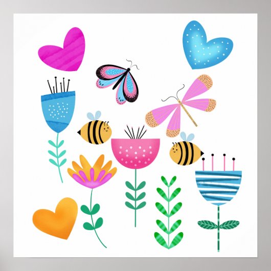 Happy Bee Garden Poster (Voorkant)