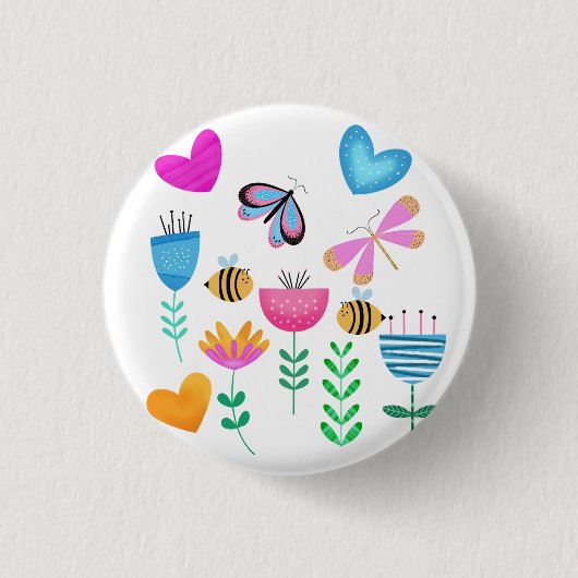 Happy Bee Garden Ronde Button 3,2 Cm (Voorkant)