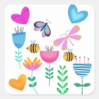 Happy Bee Garden Vierkante Sticker