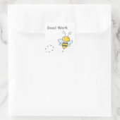 Happy Bee Good Work Vierkante Sticker (Tas)