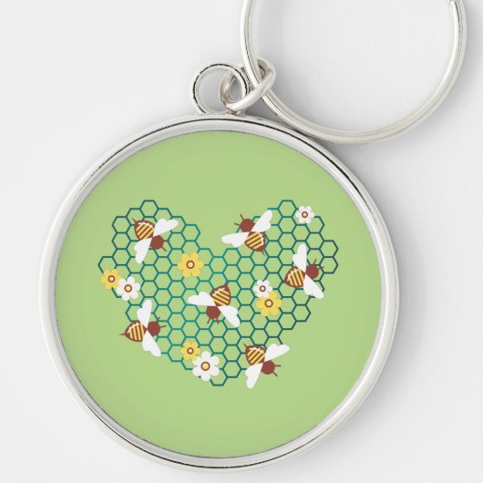 Happy Bee Heart Sleutelhanger (Voorkant)