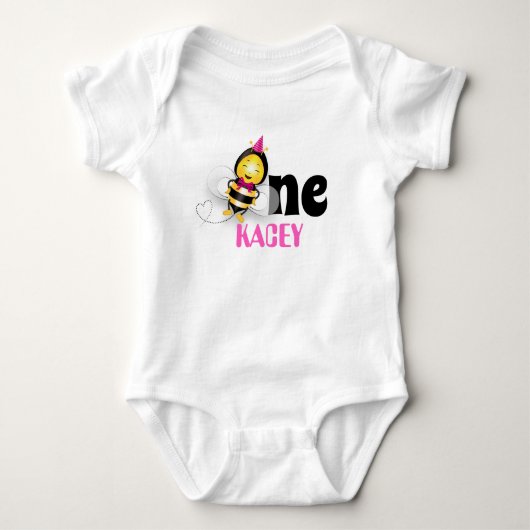 Happy Bee ONE verjaardagsshirt voor meisjes van éé Romper (Voorkant)
