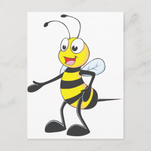 Happy Bee Pointing Briefkaart