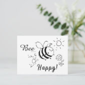 Happy Bee Postcard Briefkaart (Staand voorkant)