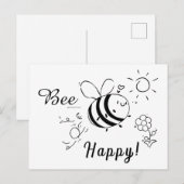 Happy Bee Postcard Briefkaart (Voorkant / Achterkant)