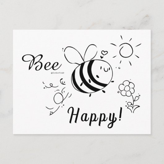 Happy Bee Postcard Briefkaart (Voorkant)