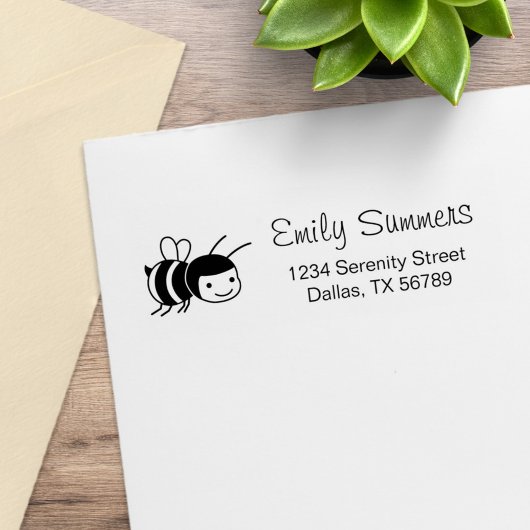 Happy bee Return-adres Rubberstempel