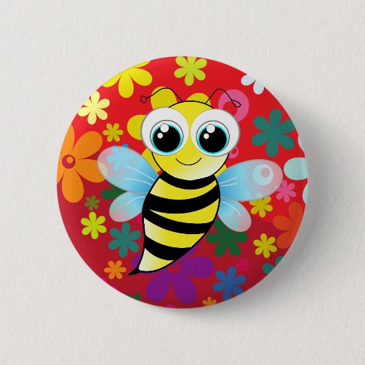 Happy bee ronde button 5,7 cm (Voorkant)
