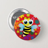 Happy bee ronde button 5,7 cm (Voorkant /achterkant)