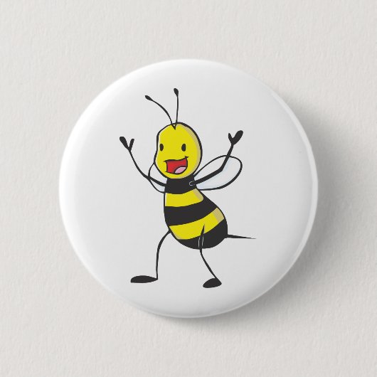 Happy Bee Ronde Button 5,7 Cm (Voorkant)