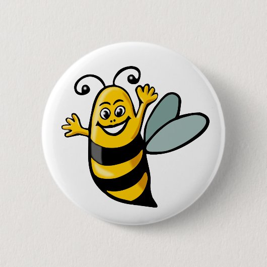 Happy Bee Ronde Button 5,7 Cm (Voorkant)