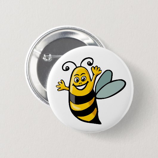 Happy Bee Ronde Button 5,7 Cm (Voorkant /achterkant)
