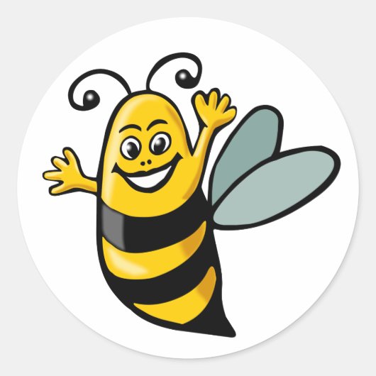 Happy Bee Ronde Sticker (Voorkant)