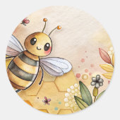 Happy Bee Ronde Sticker (Voorkant)