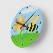 Happy Bee Round Wall klok (Hoek)