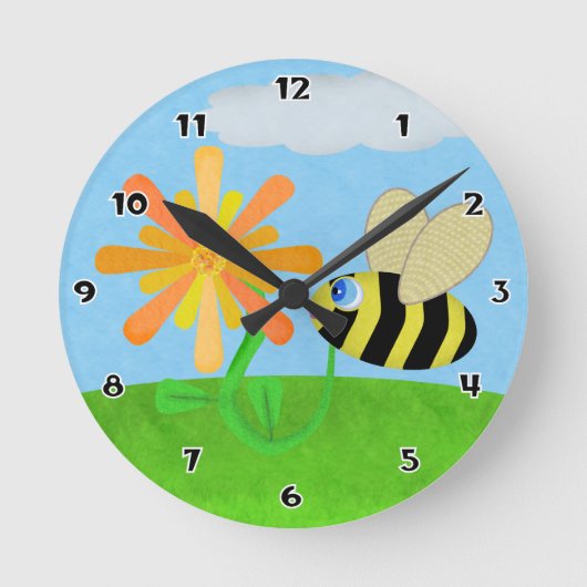 Happy Bee Round Wall klok (Voorkant)