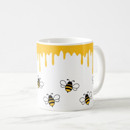 Happy Bee Schattige Funny Honey Pattern Koffiemok (Voorkant rechts)