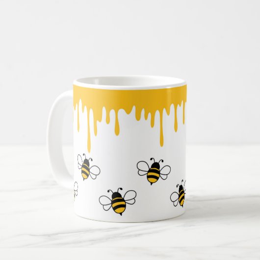 Happy Bee Schattige Funny Honey Pattern Koffiemok (Voorkant links)
