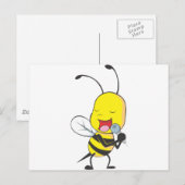 Happy Bee Singing Briefkaart (Voorkant / Achterkant)