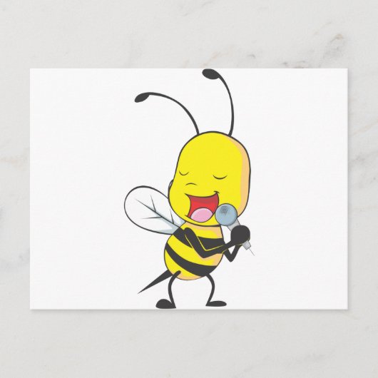 Happy Bee Singing Briefkaart (Voorkant)