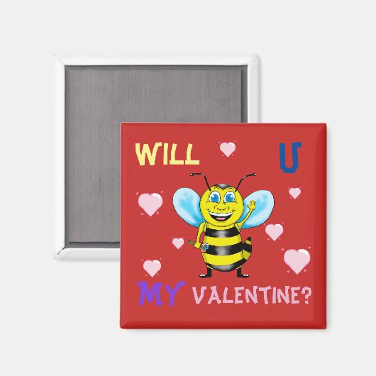 Happy Bee Valentijns Magnet (Voorkant / Achterkant)