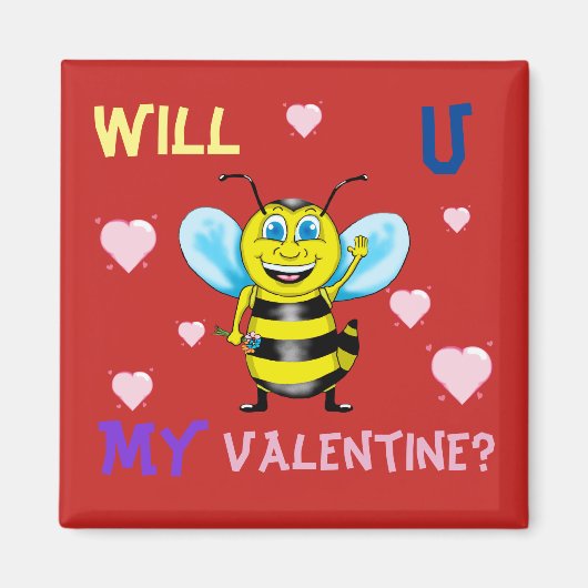 Happy Bee Valentijns Magnet (Voorkant)