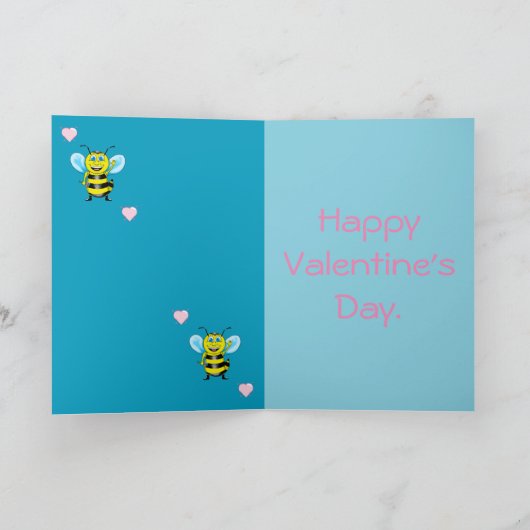 Happy Bee Valentijnsdag Kaart (Binnen)