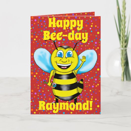 Happy Bee Verjaardag Kaart (Voorkant)