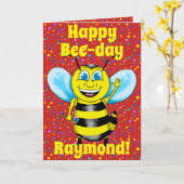 Happy Bee Verjaardag Kaart (Gele Bloem)