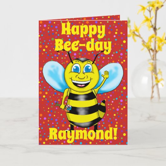 Happy Bee Verjaardag Kaart (Gele Bloem)