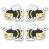 Happy Bee zoemen rond Set van 4 Sticker (Voorkant)