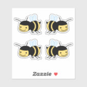 Happy Bee zoemen rond Set van 4 Sticker (Vel)