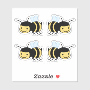 Happy Bee zoemen rond Set van 4 Sticker