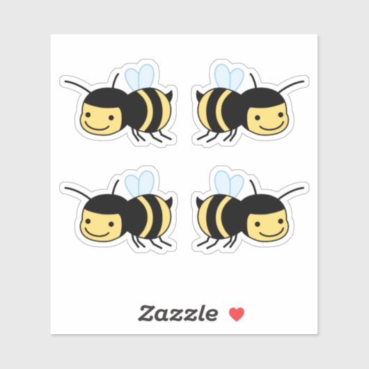 Happy Bee zoemen rond Set van 4 Sticker (Vel)