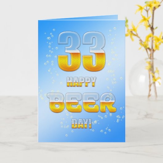 Happy Beer Day 33e verjaardagskaart Kaart (Gele Bloem)